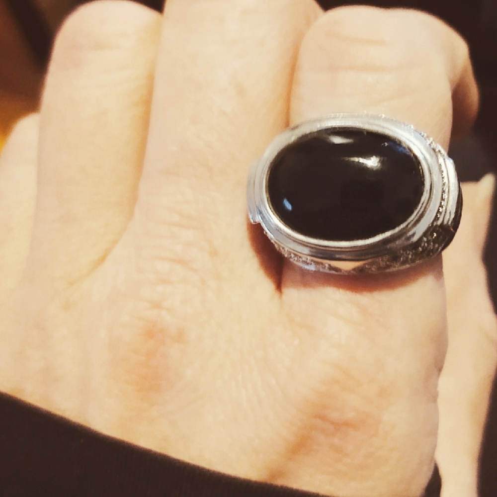 ISO Info- Onyx & Diamond Sterling Silver Ring-9.25 - Picture 12 of 13